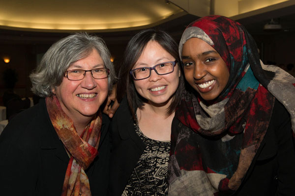 Sharon Doherty, Sia Vang '05 and Asha Farah '18