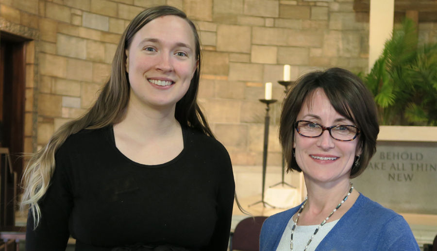 2017 Service and Support Staff award winners Ashley Butcher and Cynthia Conley. Photo by Julie Michener. 