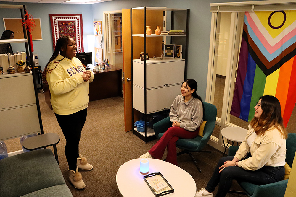 Student group meeting and discussing ideas