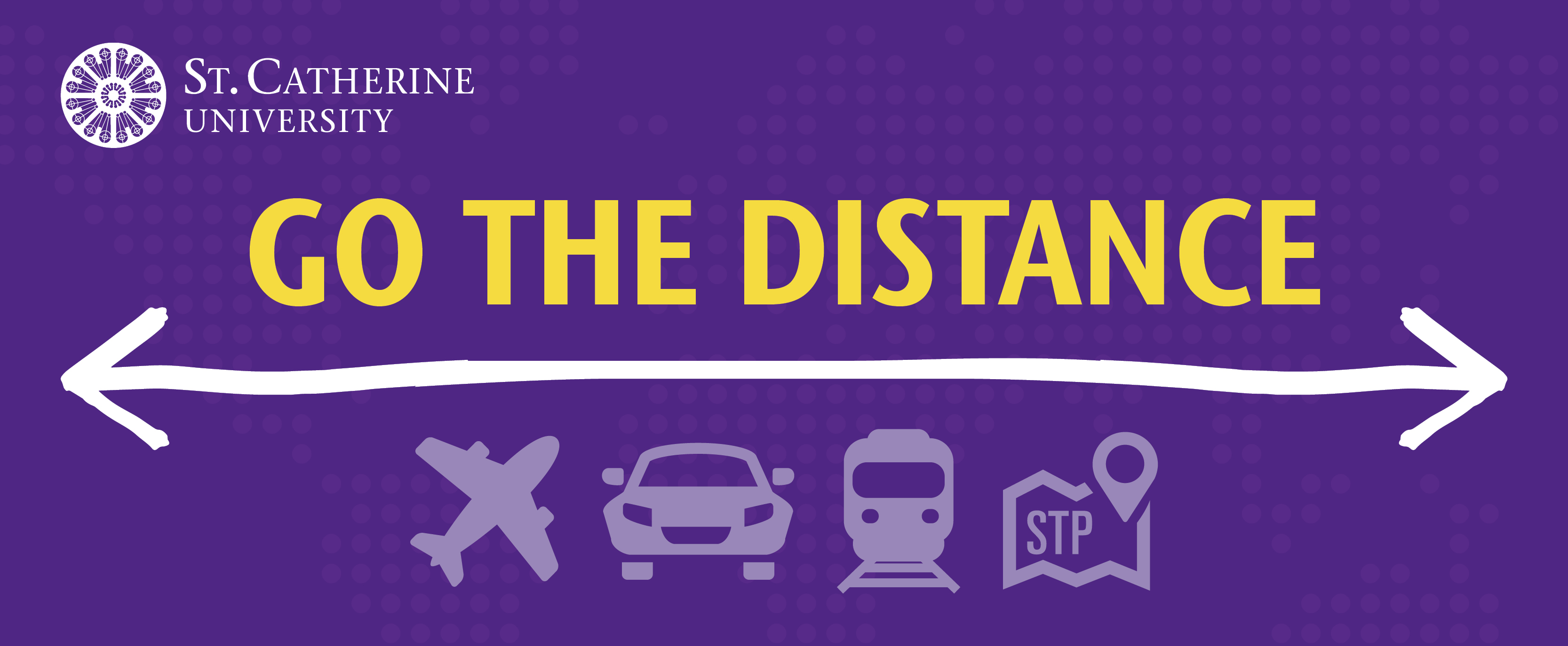 graphic that says "Go the distance", over icons of an airplane, car, train,and map.