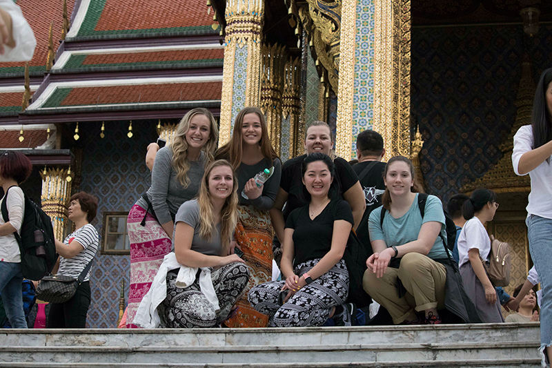 Students posing for a picture abroad.