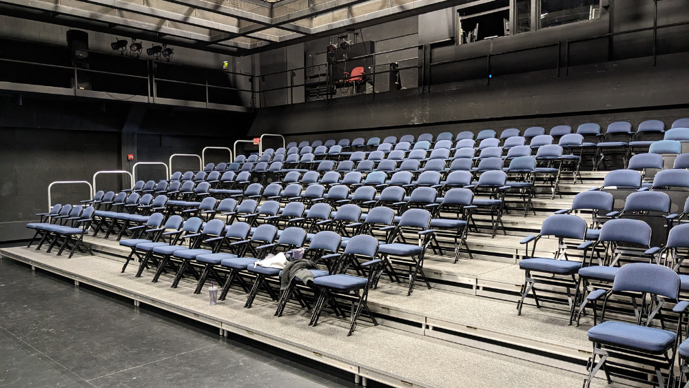 risers and seating in the black box theater