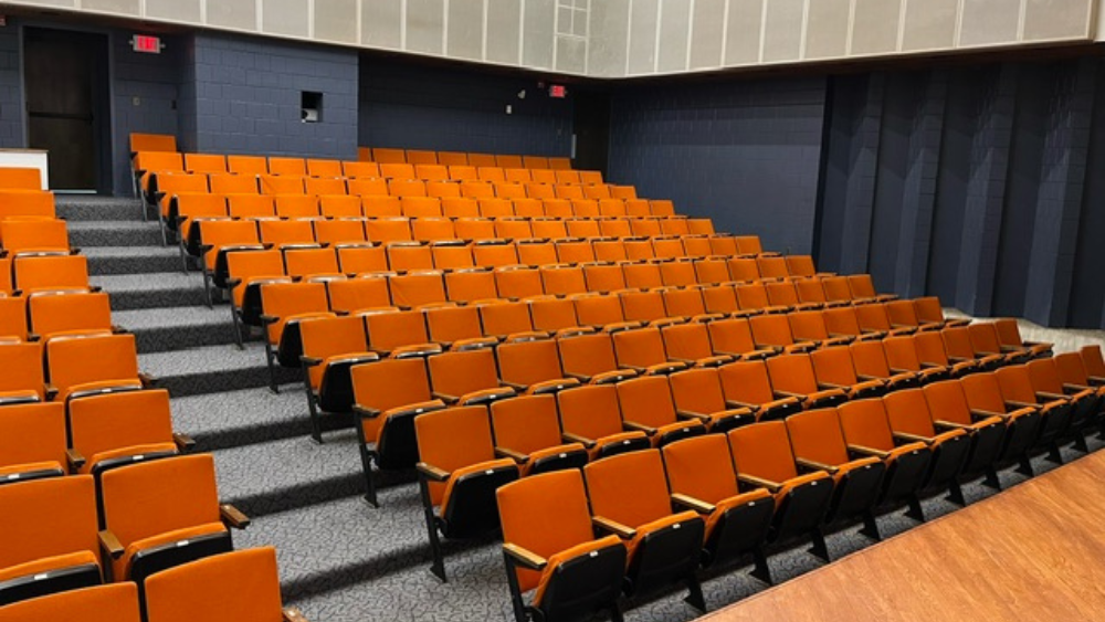 orange seats in recital hall