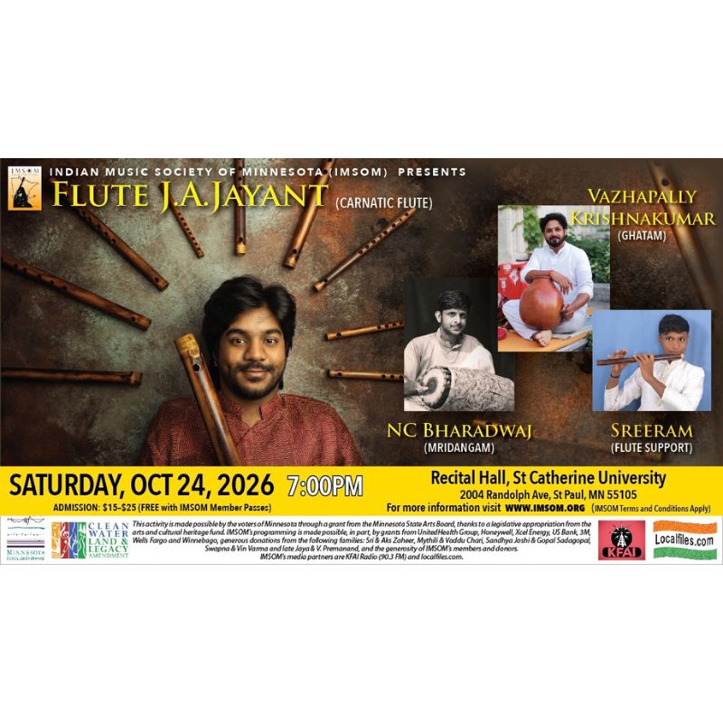 Show poster for Indian Music Society of Minnesota's Saturday, October 24 concert. 