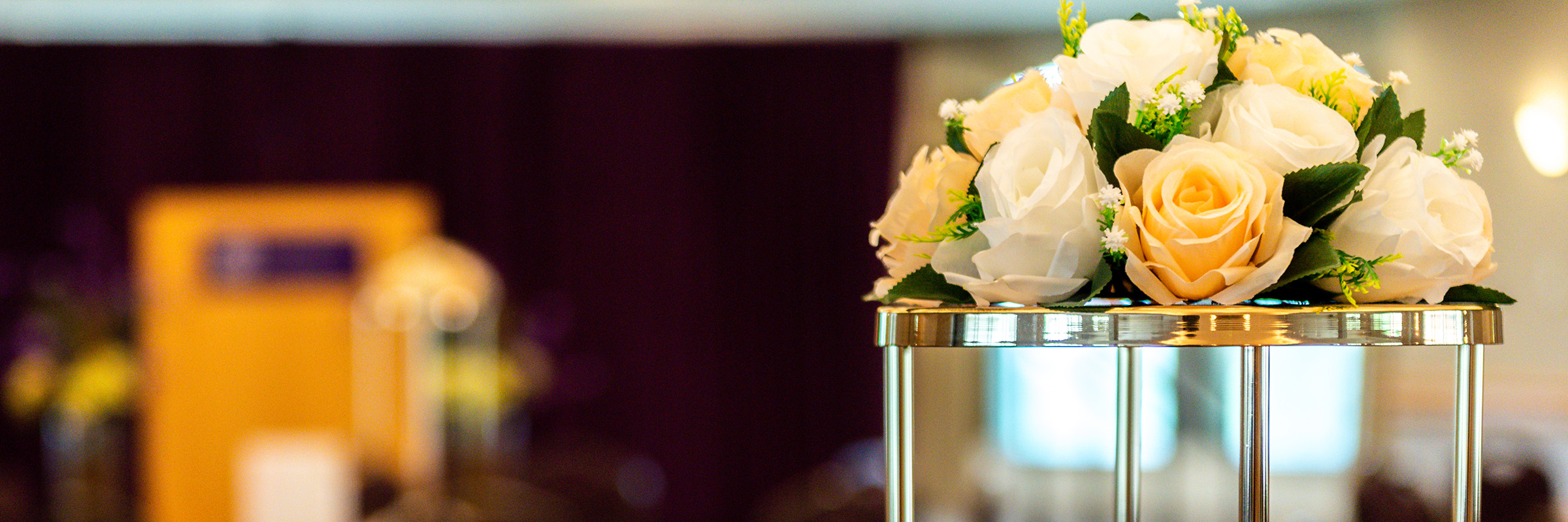 Bouquet of flowers at University banquet.