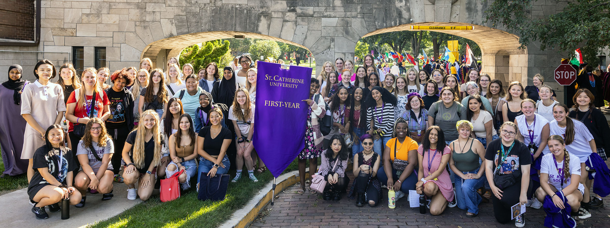 First year College for Women students gathered for the start of the year