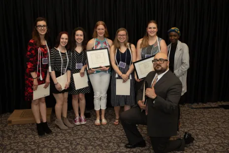 Antonian Honors students with program director Raphael Cervantes