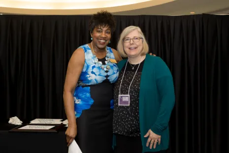 Jane Compton (right) with Professor Pamela Fletcher