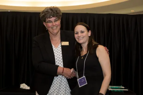 Teresa Hermann with College for Adults Dean Anne Weyandt