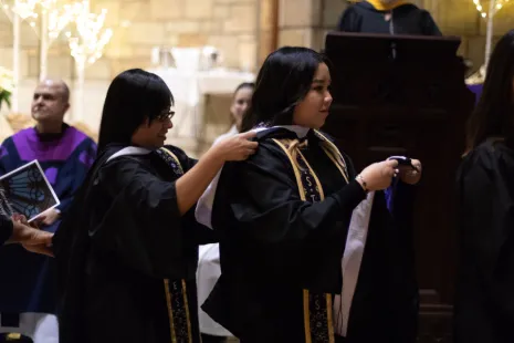 Hooding ceremony in Our Lady of Victory Chapel