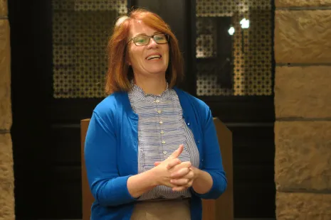 Minnesota State Representative Erin Murphy MAOL’05 met with a group of students (including 49 St. Kate’s students) who participated in Day at the Capitol, sponsored by the Minnesota Private College Council (MPCC).