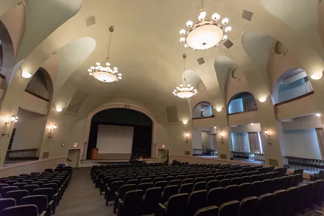 Jeanne de Arc Auditorium from the back looking onto the stage