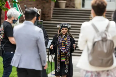 Graduate preparing for GradWalk