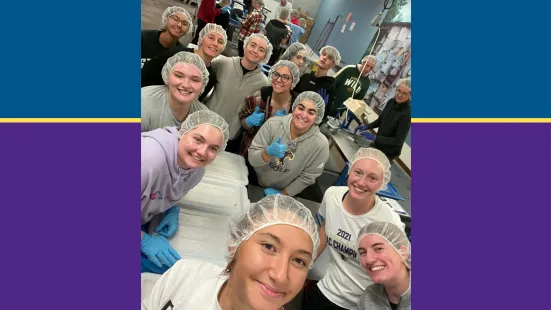 A group of student-athletes volunteer