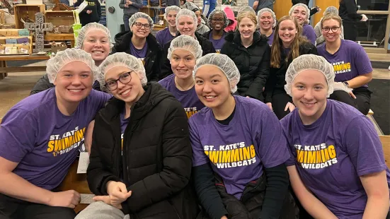 A group of student-athletes volunteer