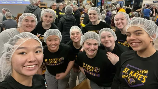 A group of student-athletes volunteer