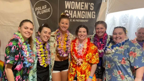 A group of student-athletes at the Polar Plunge