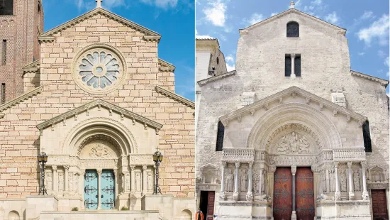 side-by-side of Our Lady Victory Chapel