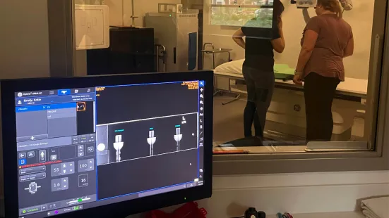 A computer screen shows the X-rayed bagpipe chanters.