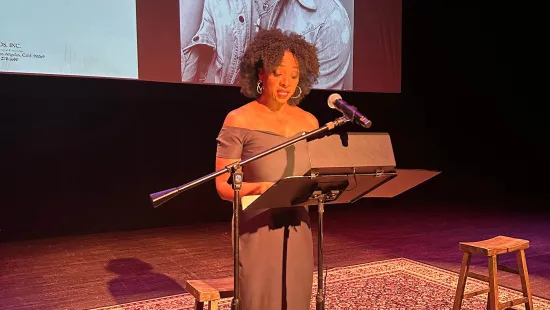 Angela Davis performing 