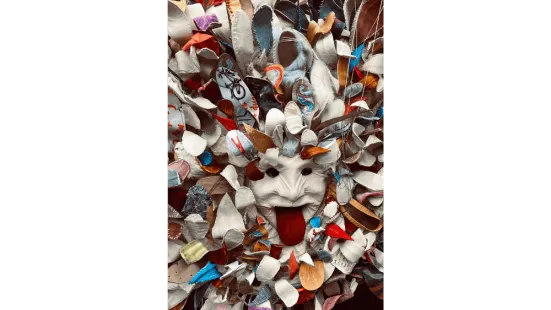 Detail of mixed media piece, "Hineni"