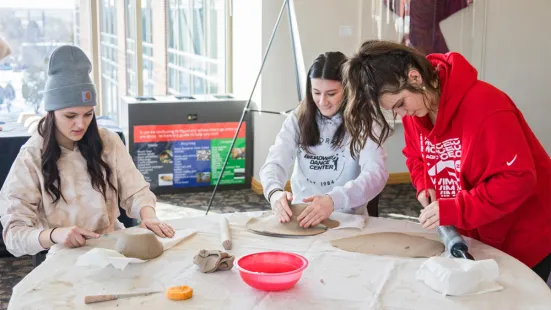 Students making bowls.