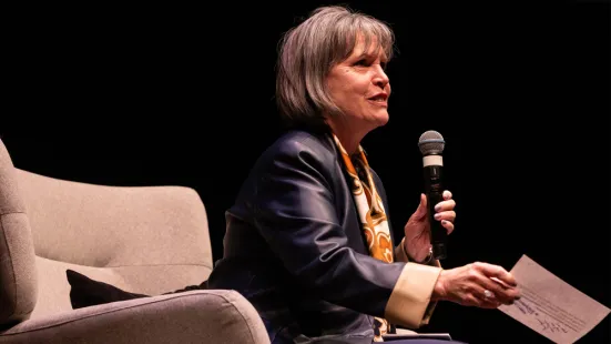 Congresswoman Betty McCollum ’87 speaks onstage at The O'Shaughnessy