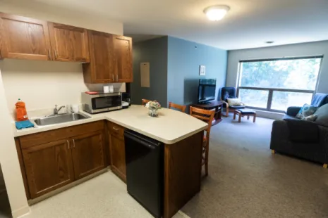 Kitchen in the 4-bedroom suite that is in both Rauenhorst and Morrison.