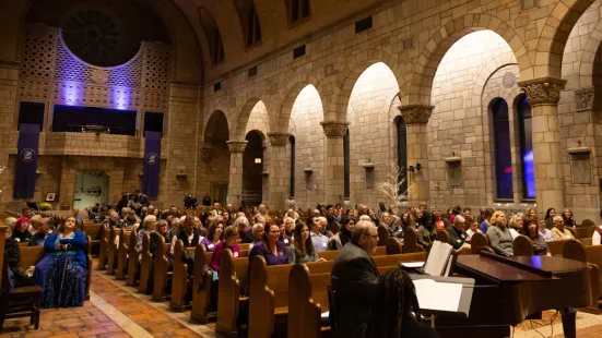 The Chapel is lit up during the Feast of Saint Catherine prayer service.