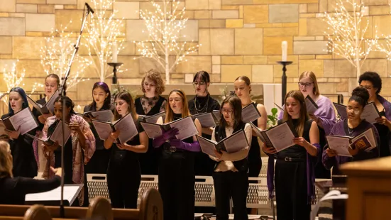 The choir sings during the prayer service in the Chapel.