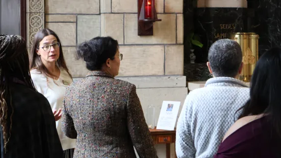 St. Kate's staff show Mayor Her the interior of Our Lady of Victory Chapel