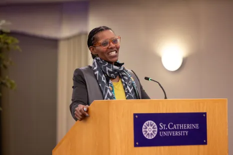 Maisah Blanton emcees the Black Excellence Event