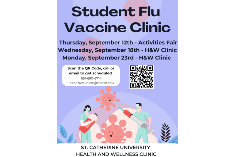 Flyer for student flu vaccine clinic