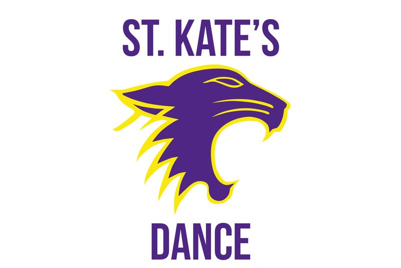 wildcat logo with text saint kate's dance