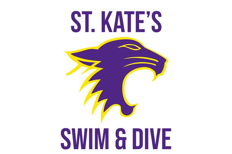 wildcat logo with text saint kate's swim and dive