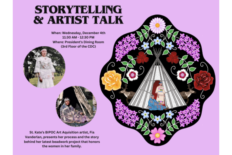 storytelling and artist talk flyer
