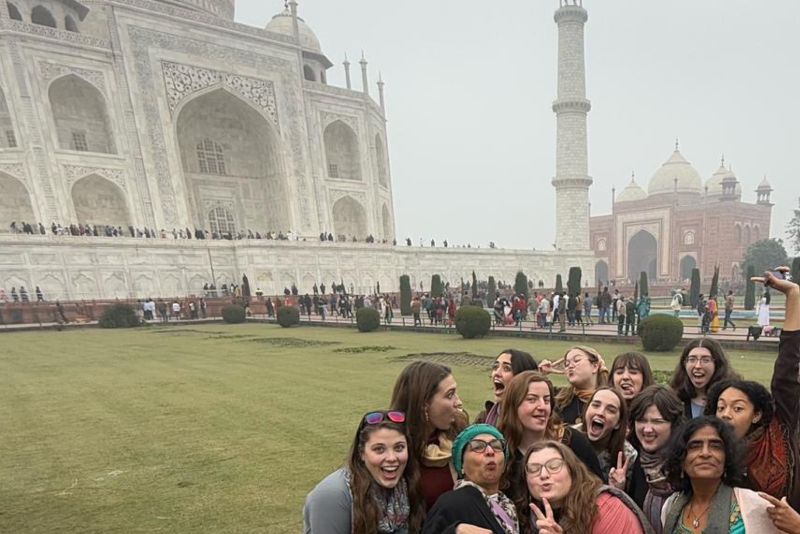 St. Kate's students pose in front of the Taj Mahal