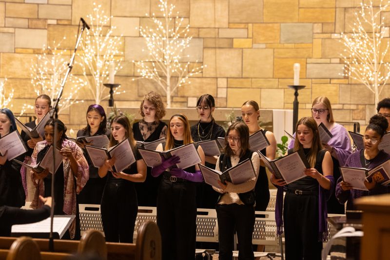 The choir sings during the prayer service at the Chapel.