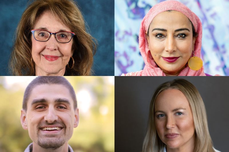 Collage of event speakers, clockwise from top left: Ellen J. Kennedy, Phd, Najeeba Syeed, JD, Jonathan Wilson-Hartgrove, and the Rev. Angela Denker