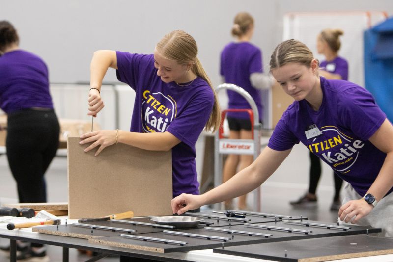 Students build dressers during Citizen Katie.