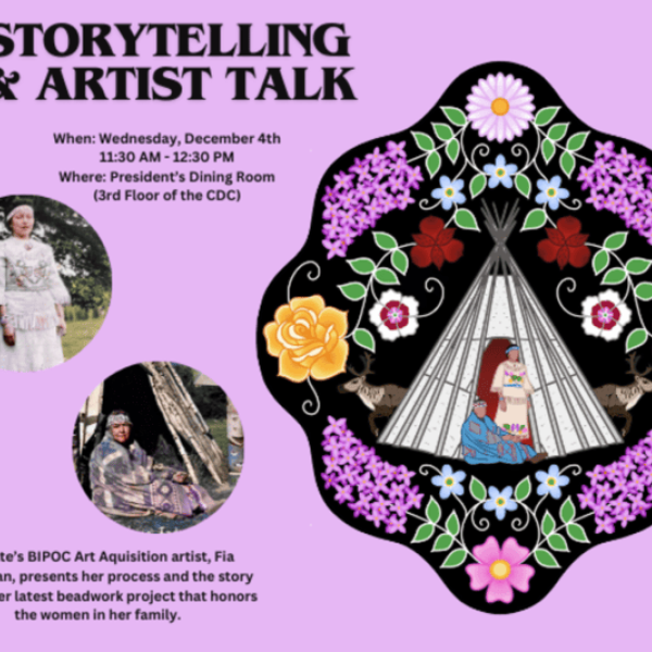 storytelling and artist talk flyer