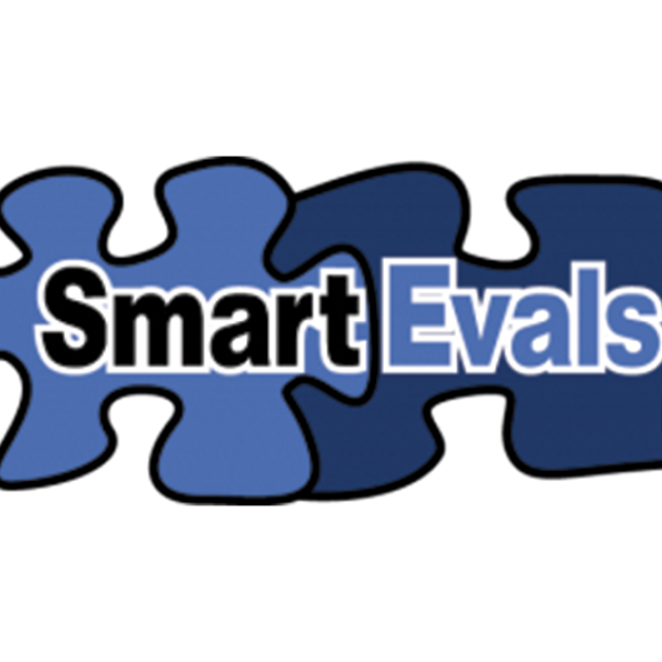 Smart Evals over dark blue puzzle pieces 