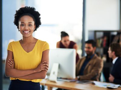 Business woman posing for picture