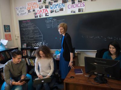 Students working in the Economics classroom