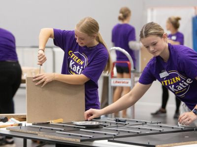Students build dressers during Citizen Katie.
