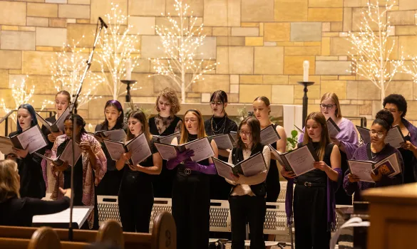 The choir sings during the prayer service at the Chapel.