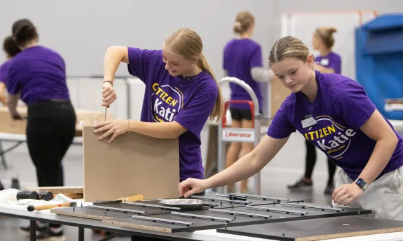 Students build dressers during Citizen Katie.