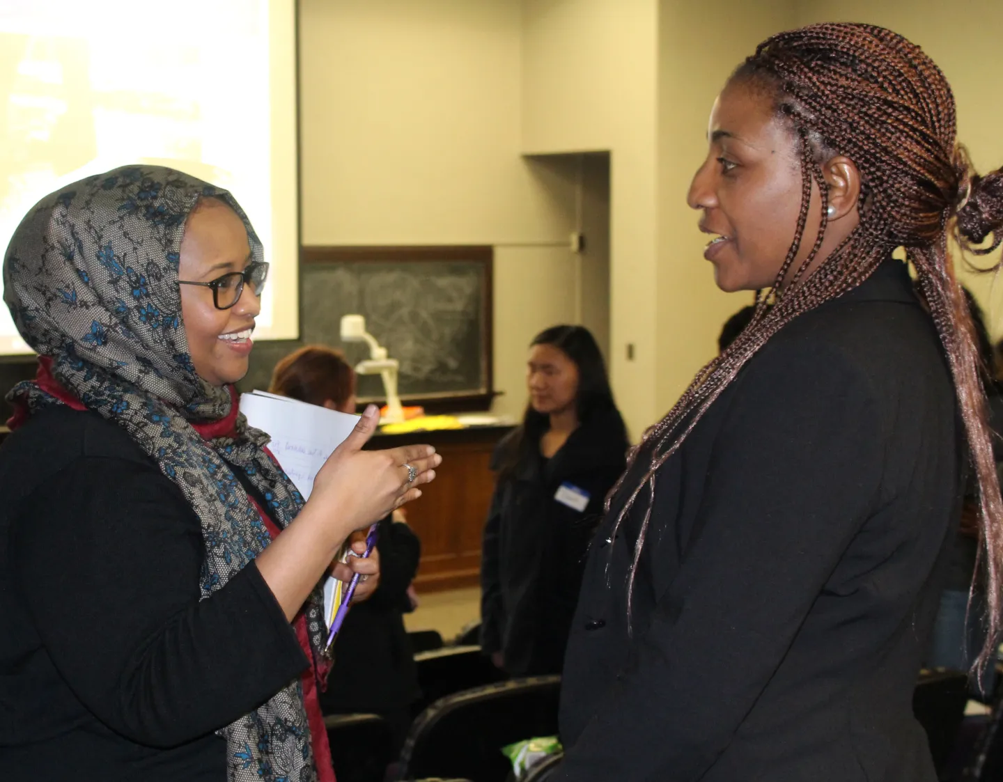 St. Kate’s students Sadia Salad ’16 (left) and Comfort Dondo-Dewey ’15 received internships in the first round of Great Lakes' funding.