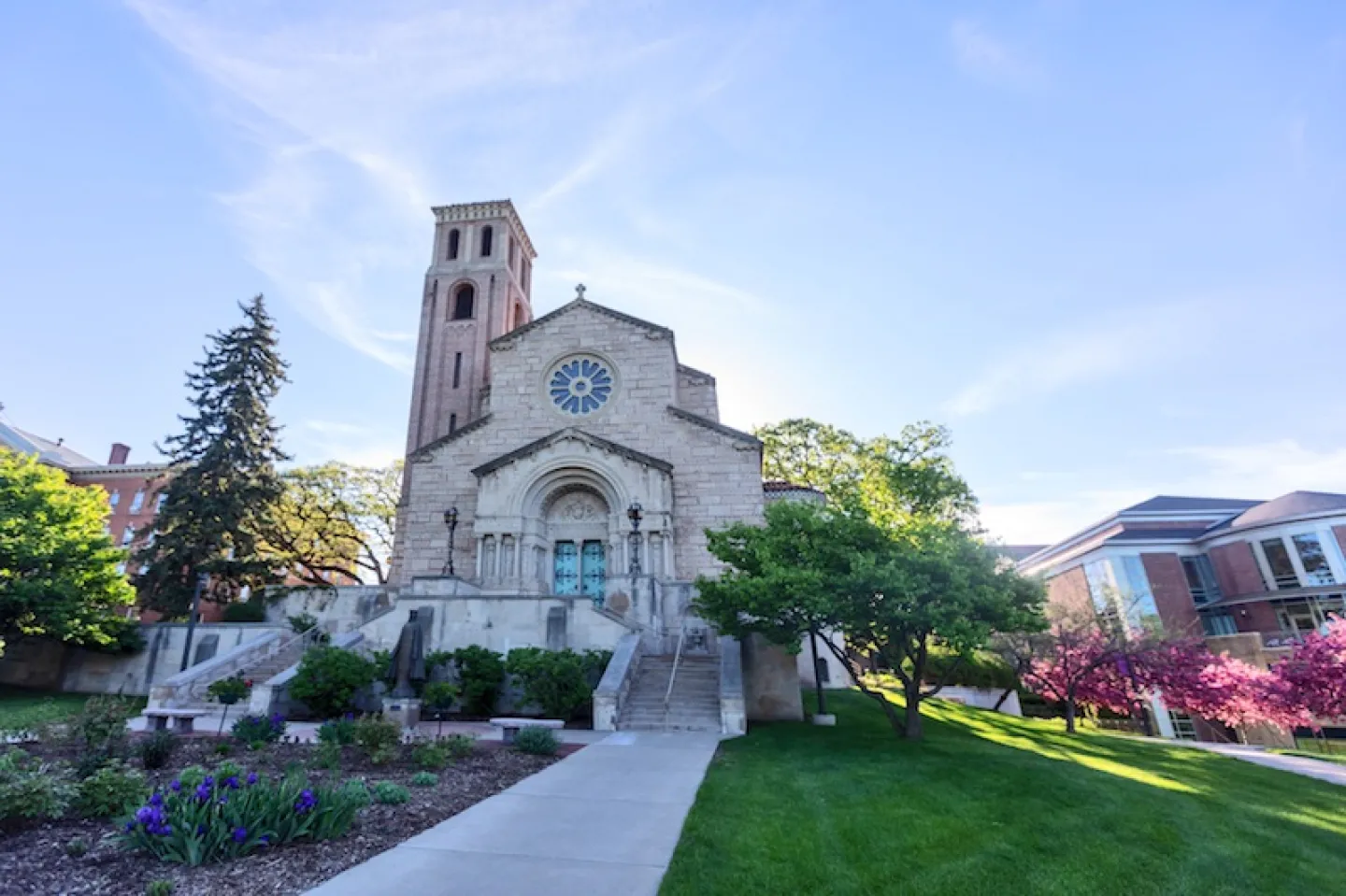Our Lady of Victory Chapel, with the student center in the background