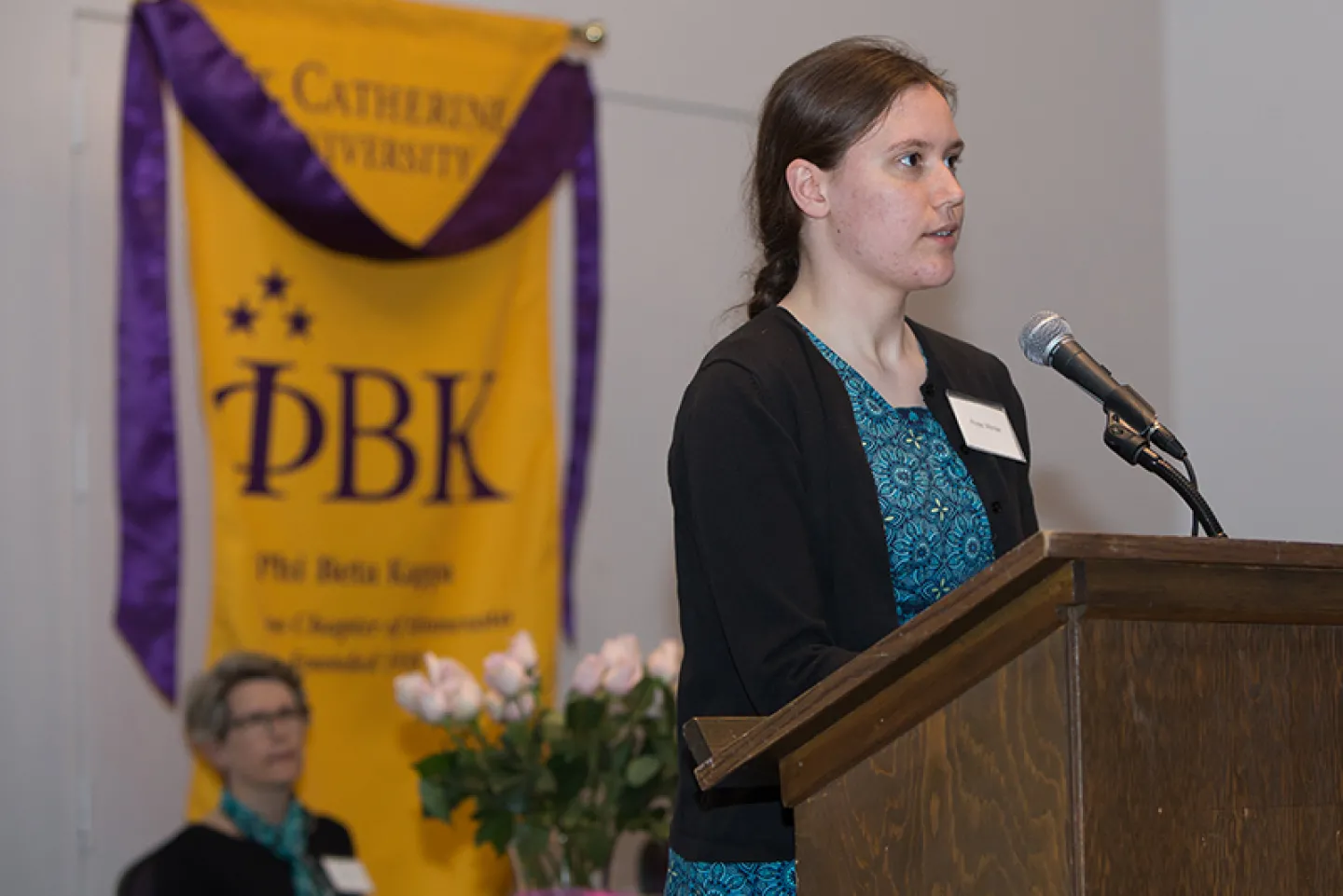 Phi Beta Kappa student speaks at an event